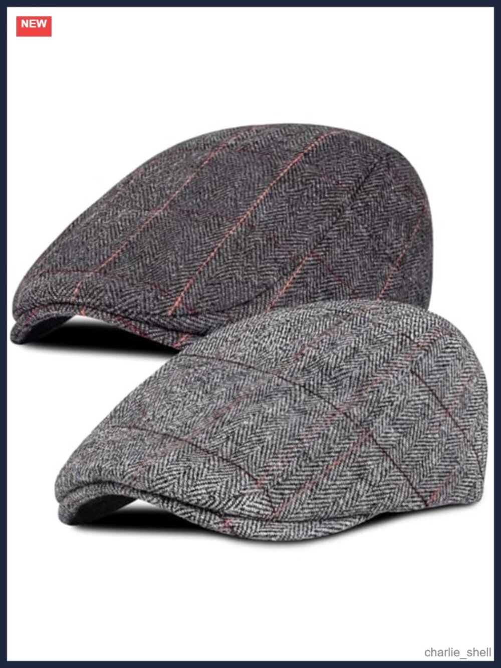 2 Pack Newsboy Cap Men Wool Blend Tweed Flat Cap Adjustable Golf Hat